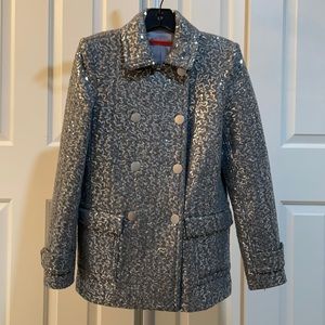 Alice + Olivia Silver Sequin Peacoat